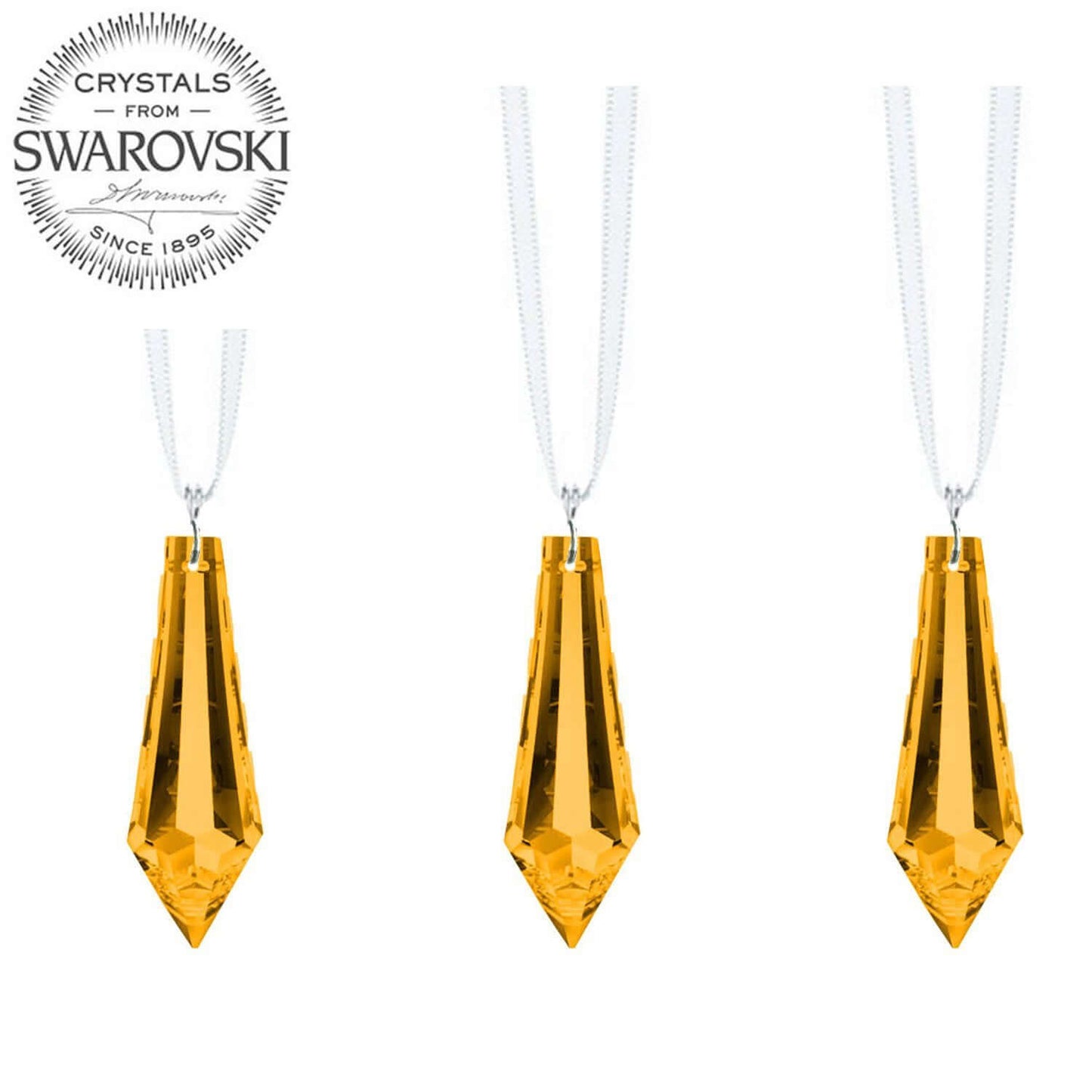 Swarovski Crystals Topaz Drop Prisms, 3 Pcs