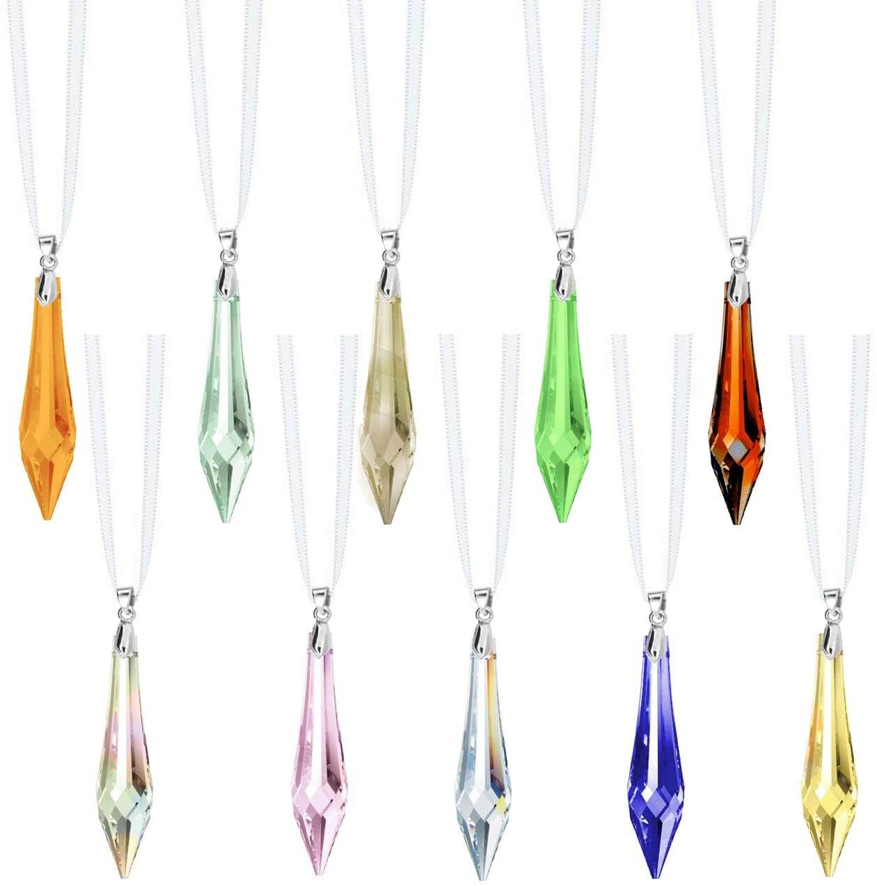 Colorful Swarovski Crystal Drop Prism Hanging Crystals, 10 pcs