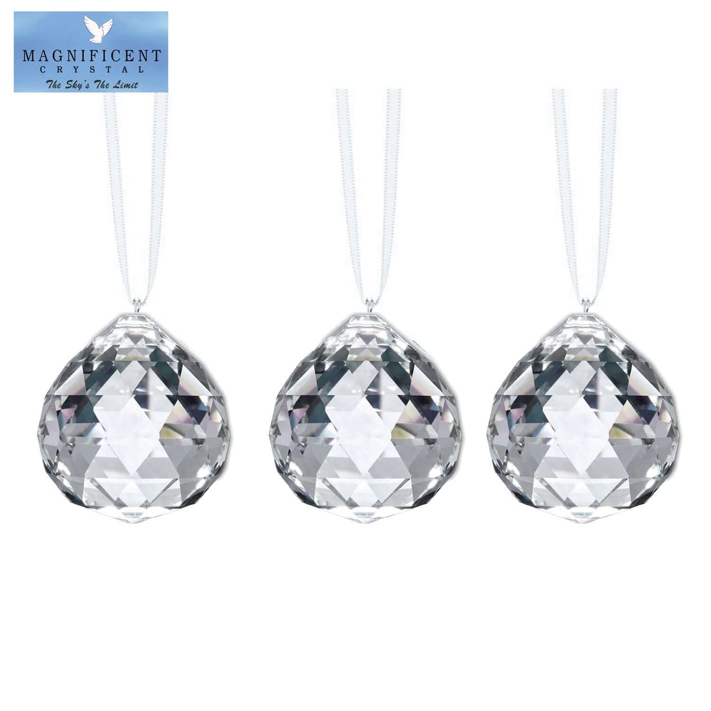 Crystals to Hang 30mm Crystal Ball Suncatchers , 3 Pcs