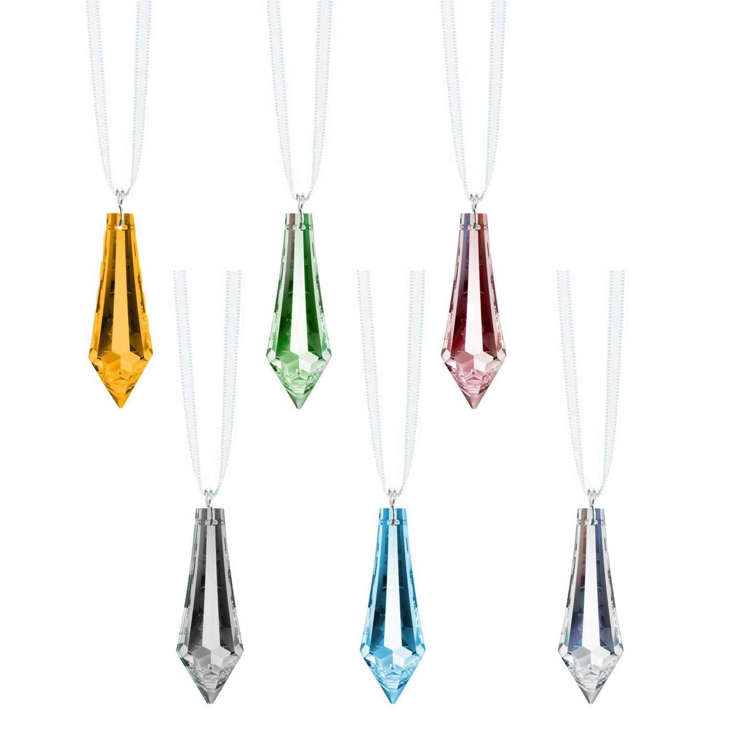 Colorful Swarovski Rhinestones 1.5" Teardrop Crystal Prism Charms (6 pcs)