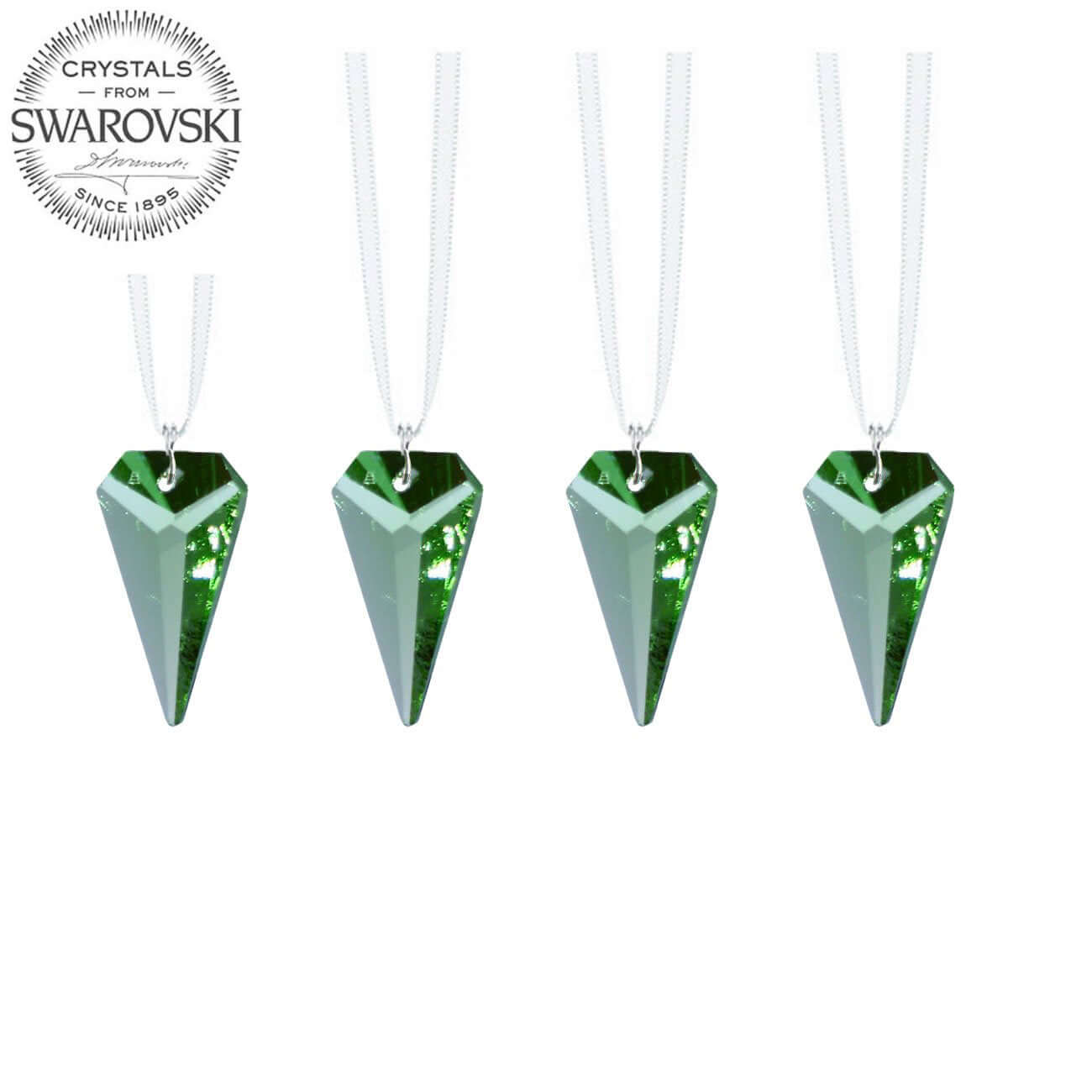 Crystals Hanging Swarovski Crystal Prisms Light Peridot Arrow Prisms, 4 Pcs