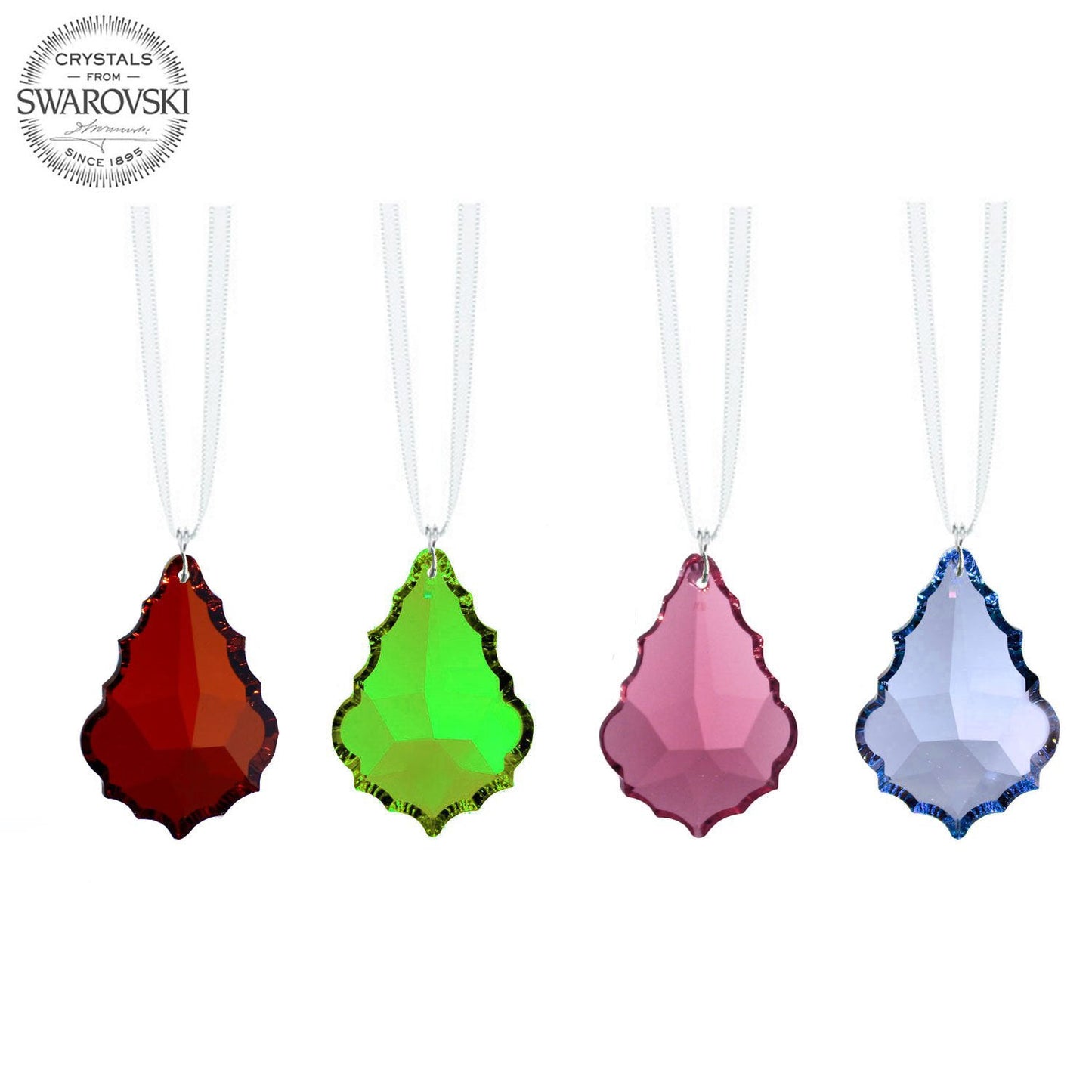 Colorful 2-Inch Swarovski Crystal Prism Ornaments (4 Pcs)