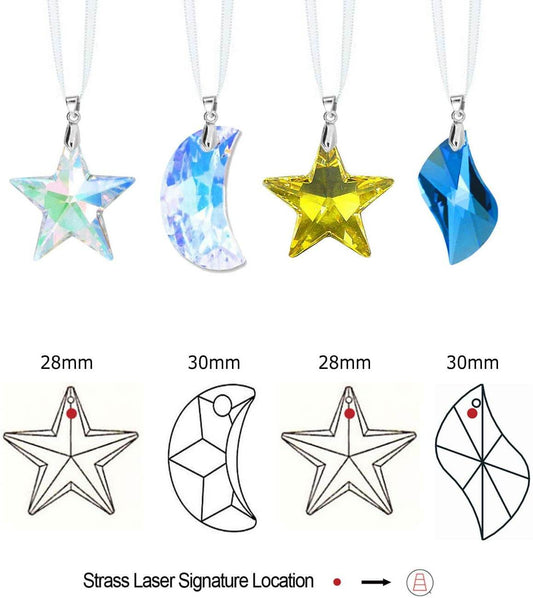 Decorative Hanging Crystals Colorful Swarovski Crystals, 4 Pcs