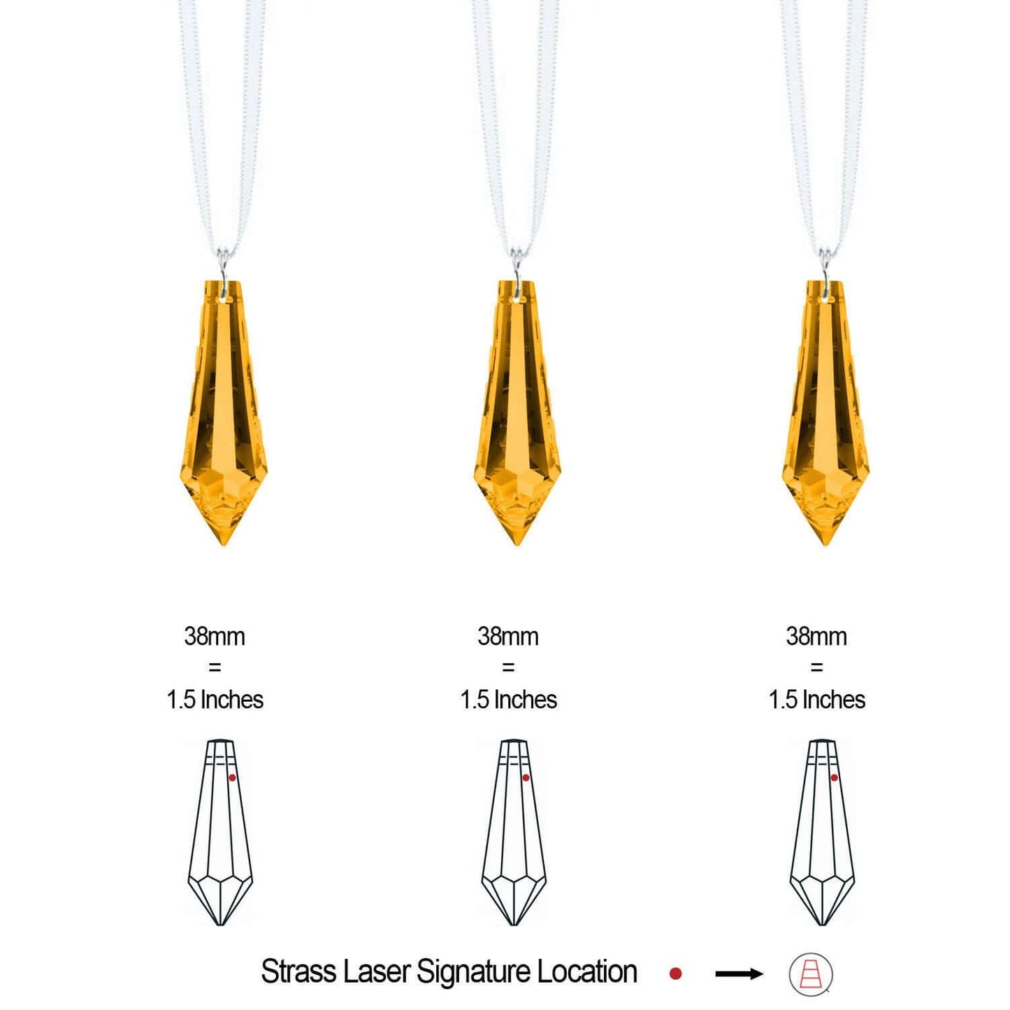 Swarovski Crystals Topaz Drop Prisms, 3 Pcs