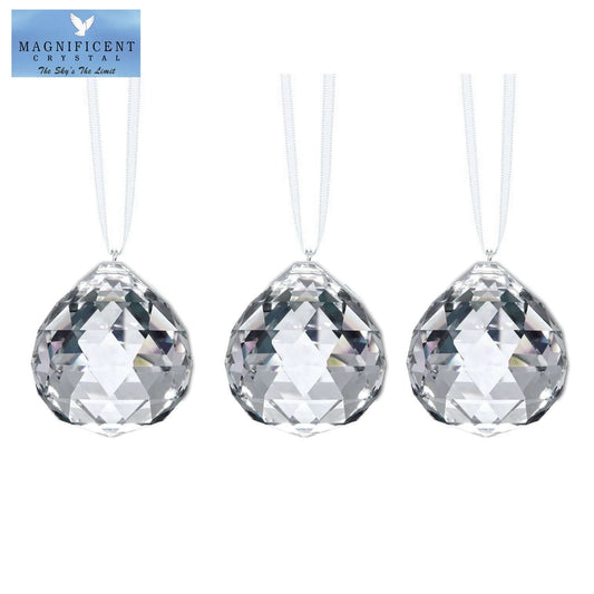 Crystals to Hang  30mm Crystal Ball Suncatchers , 3 Pcs