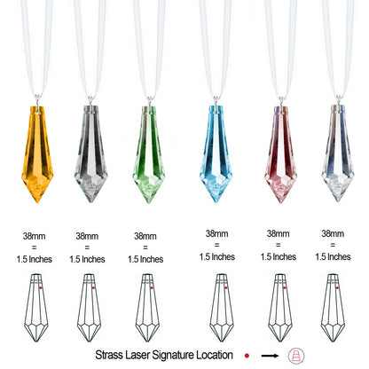 Colorful Swarovski Rhinestones 1.5" Teardrop Crystal Prism Charms (6 pcs)