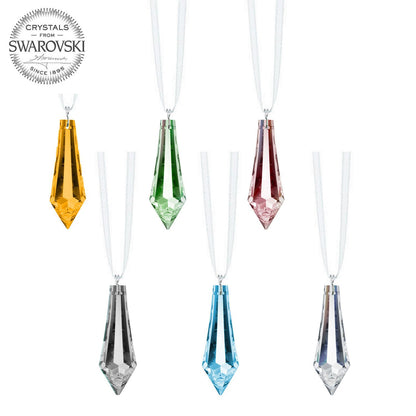 Colorful Swarovski Rhinestones 1.5" Teardrop Crystal Prism Charms (6 pcs)