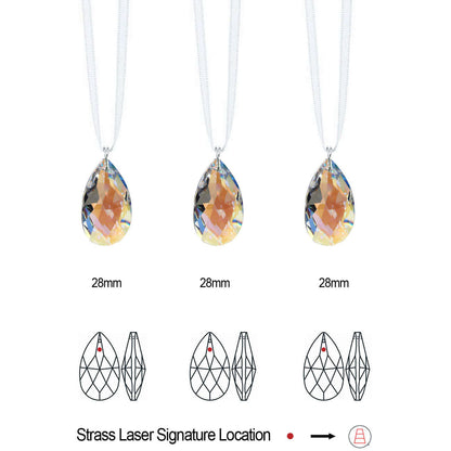 28mm Almond Shape Swarovski Prism Hanging Crystals, 3 pcs