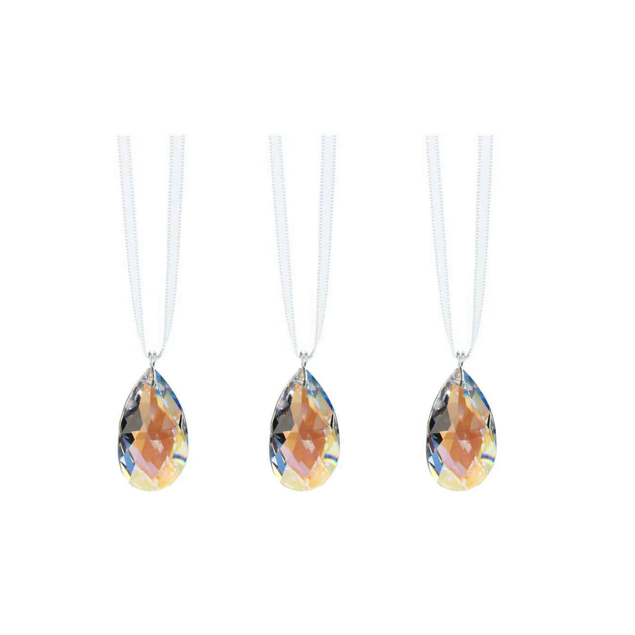 28mm Almond Shape Swarovski Prism Hanging Crystals, 3 pcs