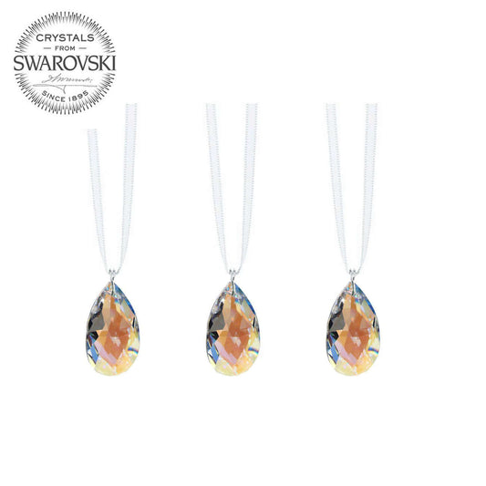 28mm Almond Shape Swarovski Prism Hanging Crystals, 3 pcs