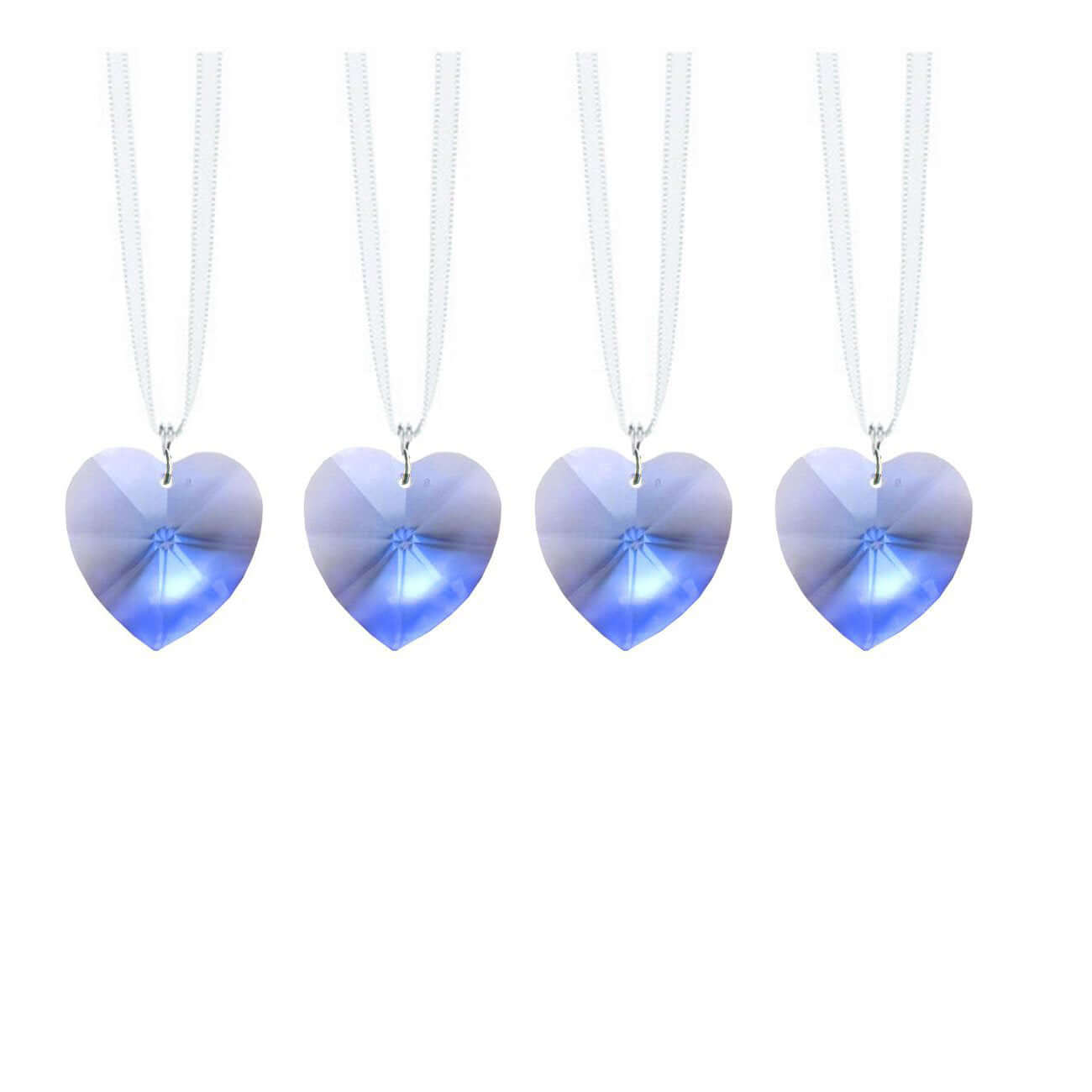 Hanging Swarovski Crystal Medium Sapphire Heart Prisms, 4 Pcs
