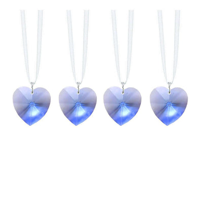 Hanging Swarovski Crystal Medium Sapphire Heart Prisms, 4 Pcs