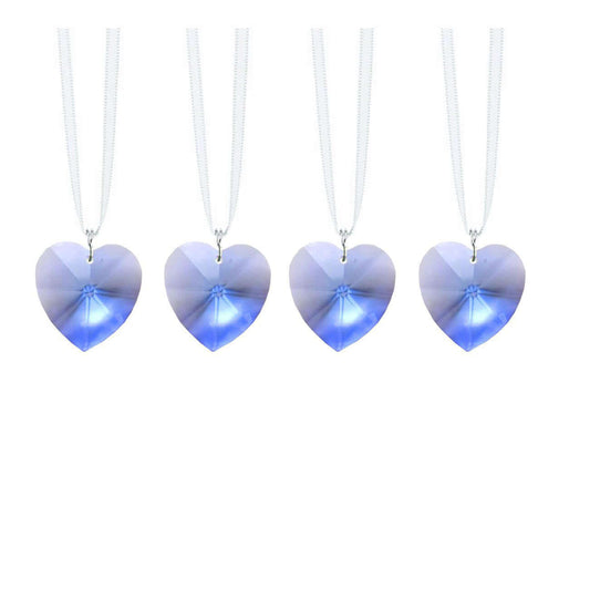 Hanging Swarovski Crystal Medium Sapphire Heart Prisms, 4 Pcs