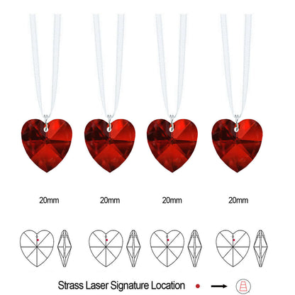 Hanging Crystals Bordeaux Red Swarovski Crystal Heart Prisms, 4 Pcs