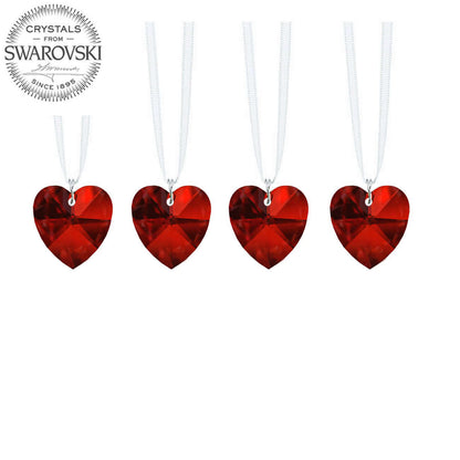 Hanging Crystals Bordeaux Red Swarovski Crystal Heart Prisms, 4 Pcs