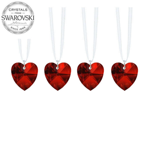 Hanging Crystals Bordeaux Red Swarovski Crystal Heart Prisms, 4 Pcs