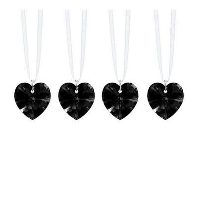 Hanging Crystals Jet Black Swarovski Crystal Heart Prisms, 4 Pcs