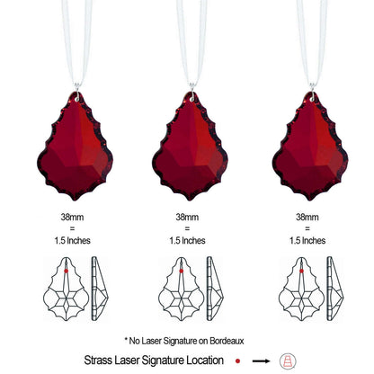 Hanging Crystals Bordeaux Red  Swarovski Crystal Prisms, 3 Pcs
