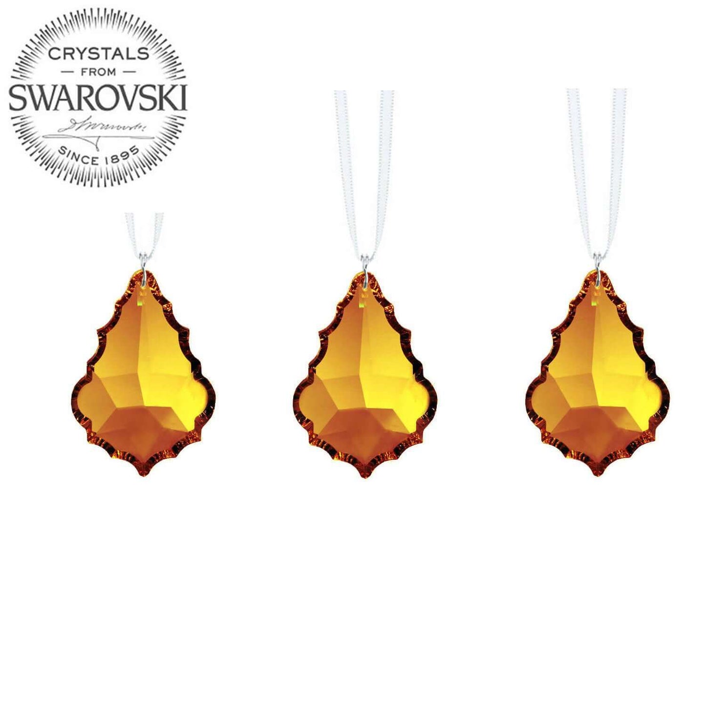 Swarovski Crystal Topaz Pendeloque Hanging Crystals, 3 Pcs
