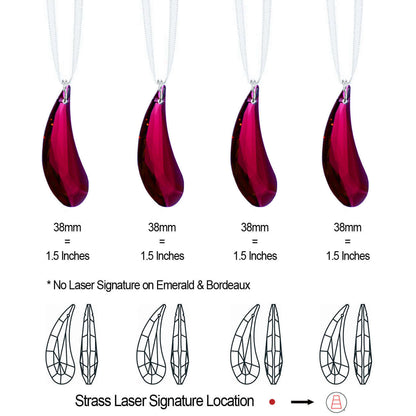 Decorative Hanging Crystals Swarovski Crystal Fairy Wing Prisms Bordeaux Red, 4 Pcs