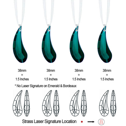 Emerald Green Swarovski Crystal Fairy Wing Prisms, 4 Pcs
