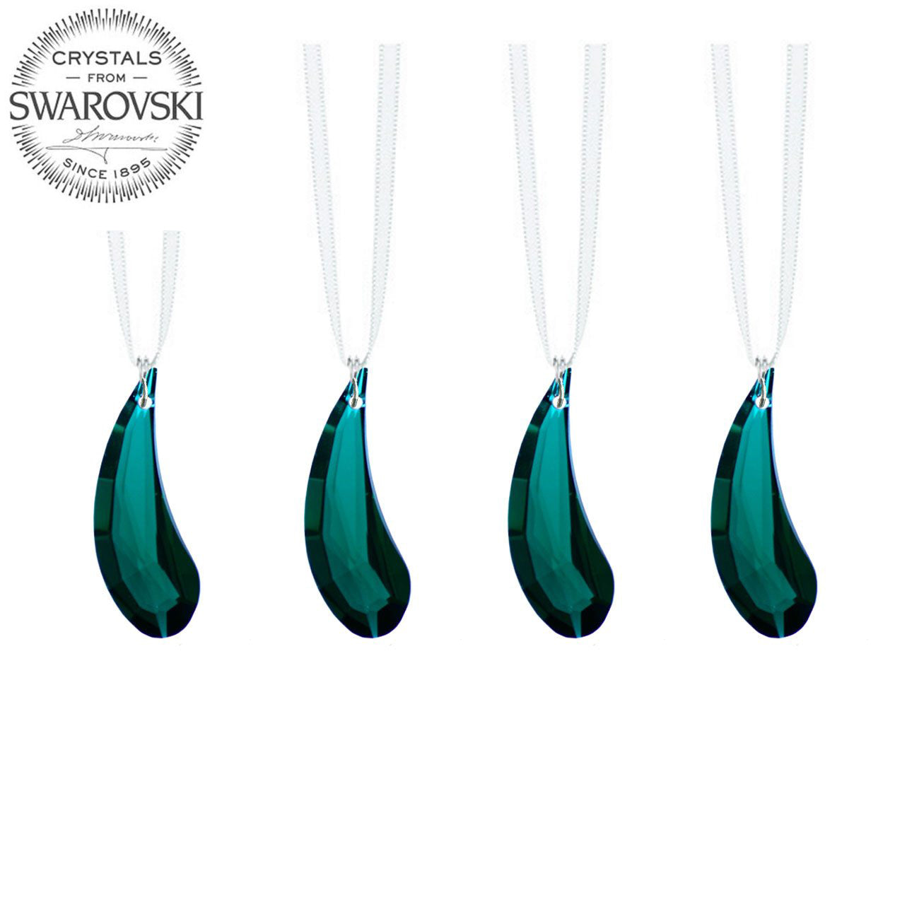 Emerald Green Swarovski Crystal Fairy Wing Prisms, 4 Pcs